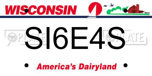 SI6E4S Wisconsin License Plate