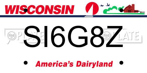 SI6G8Z Wisconsin License Plate