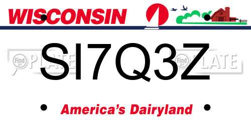 SI7Q3Z Wisconsin License Plate