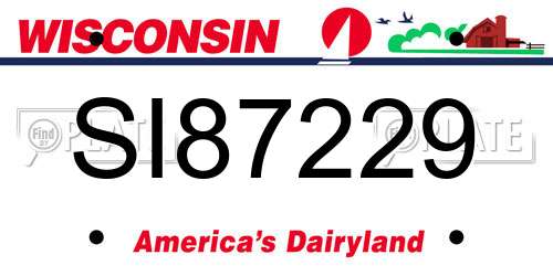SI87229 Wisconsin License Plate