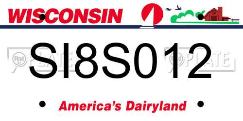 SI8S012 Wisconsin License Plate