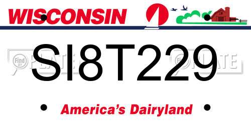 SI8T229 Wisconsin License Plate