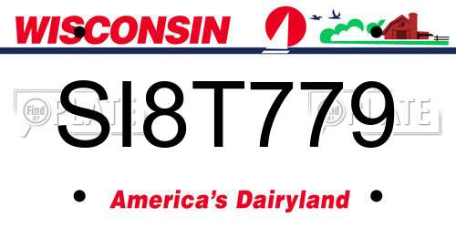SI8T779 Wisconsin License Plate