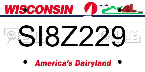SI8Z229 Wisconsin License Plate