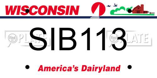 SIB113 Wisconsin License Plate