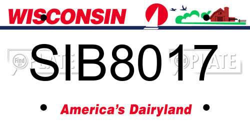 SIB8017 Wisconsin License Plate