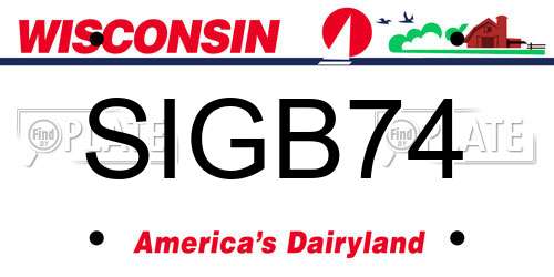 SIGB74 Wisconsin License Plate