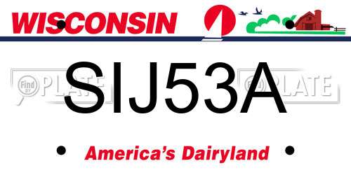 SIJ53A Wisconsin License Plate