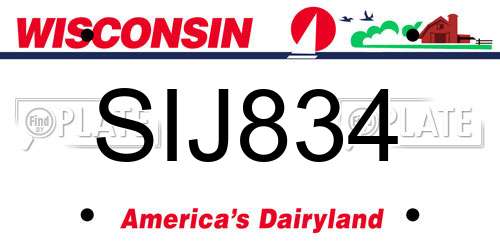 SIJ834 Wisconsin License Plate