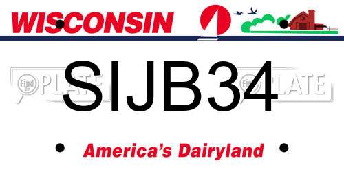 SIJB34 Wisconsin License Plate