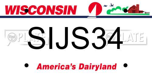 SIJS34 Wisconsin License Plate