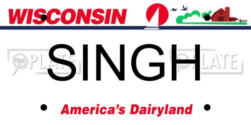 SINGH Wisconsin License Plate
