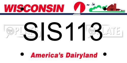 SIS113 Wisconsin License Plate