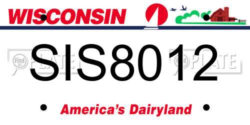 SIS8012 Wisconsin License Plate