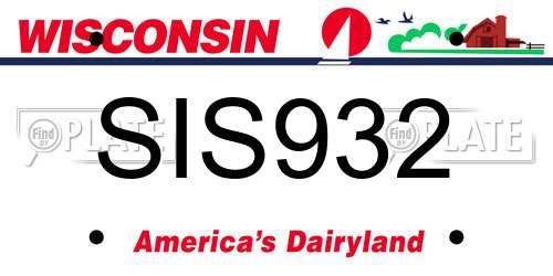 SIS932 Wisconsin License Plate
