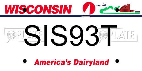 SIS93T Wisconsin License Plate