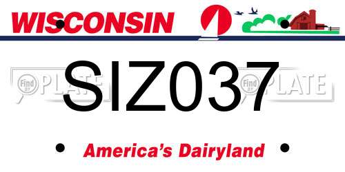 SIZ037 Wisconsin License Plate