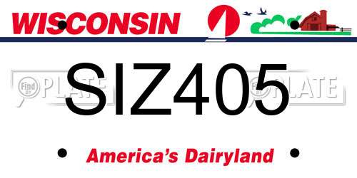 SIZ405 Wisconsin License Plate