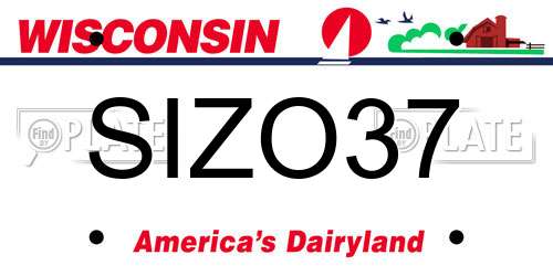 SIZO37 Wisconsin License Plate