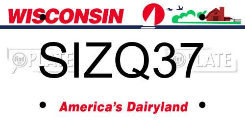 SIZQ37 Wisconsin License Plate