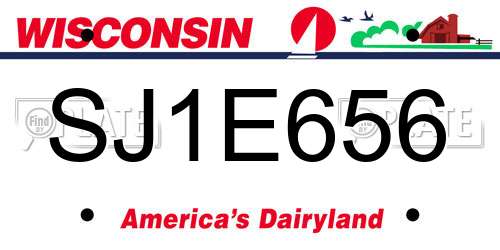 SJ1E656 Wisconsin License Plate