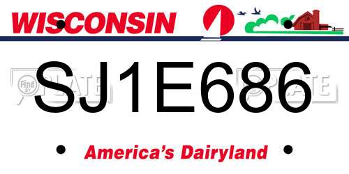SJ1E686 Wisconsin License Plate
