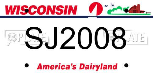 SJ2008 Wisconsin License Plate
