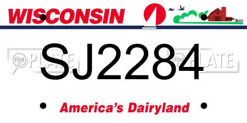 SJ2284 Wisconsin License Plate