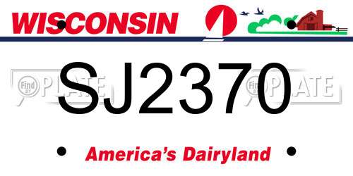 SJ2370 Wisconsin License Plate