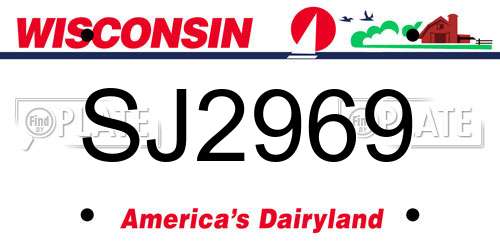 SJ2969 Wisconsin License Plate