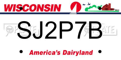SJ2P7B Wisconsin License Plate