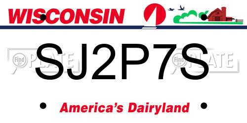 SJ2P7S Wisconsin License Plate