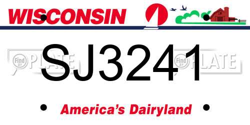 SJ3241 Wisconsin License Plate