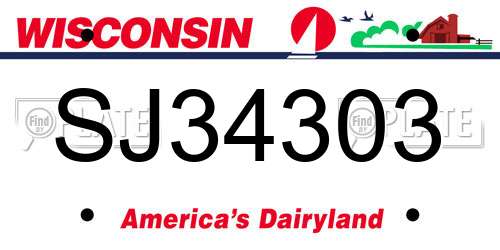 SJ34303 Wisconsin License Plate