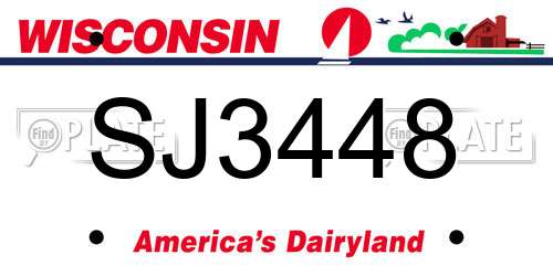 SJ3448 Wisconsin License Plate