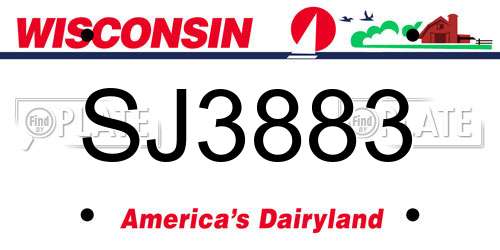 SJ3883 Wisconsin License Plate