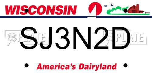 SJ3N2D Wisconsin License Plate