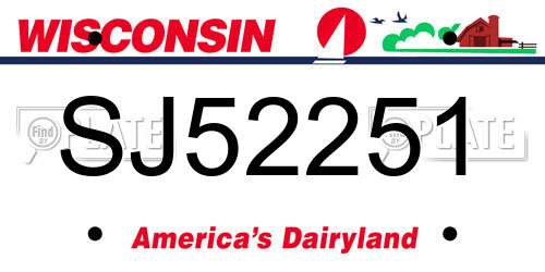 SJ52251 Wisconsin License Plate