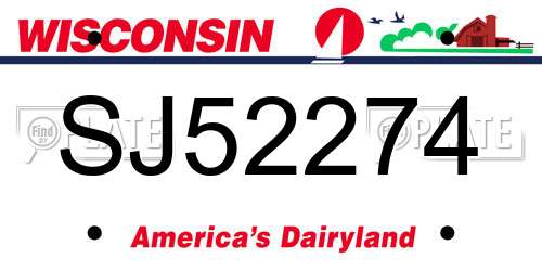SJ52274 Wisconsin License Plate