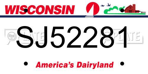 SJ52281 Wisconsin License Plate