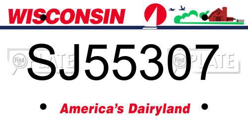 SJ55307 Wisconsin License Plate