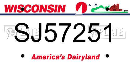 SJ57251 Wisconsin License Plate