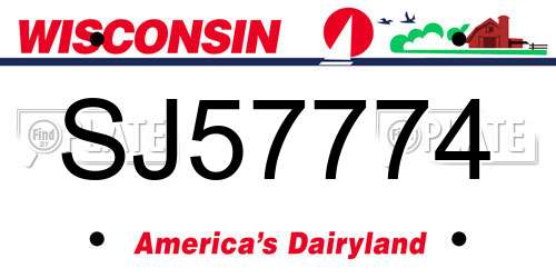 SJ57774 Wisconsin License Plate