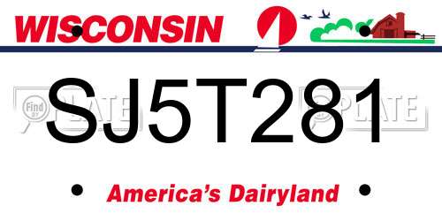 SJ5T281 Wisconsin License Plate