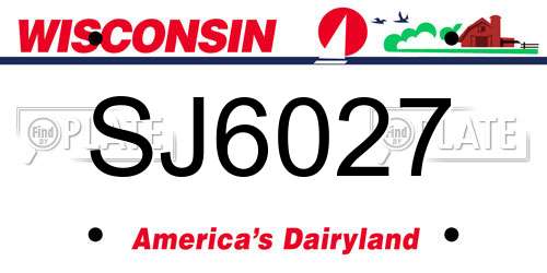 SJ6027 Wisconsin License Plate
