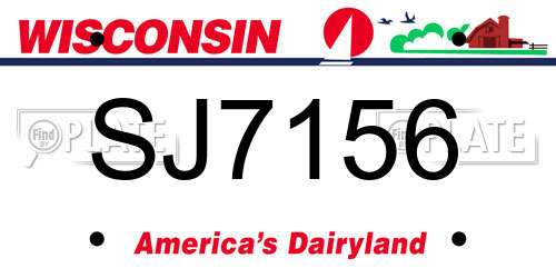 SJ7156 Wisconsin License Plate
