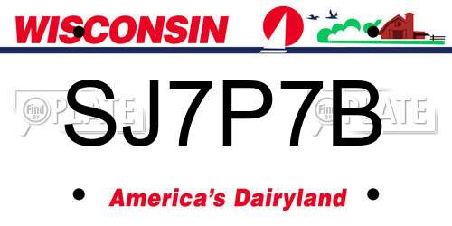 SJ7P7B Wisconsin License Plate