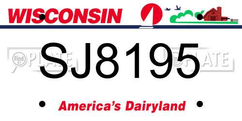 SJ8195 Wisconsin License Plate
