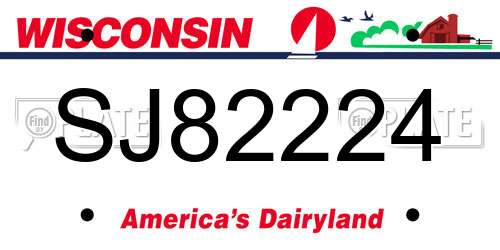 SJ82224 Wisconsin License Plate