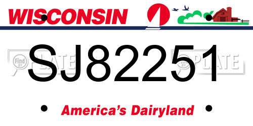 SJ82251 Wisconsin License Plate
